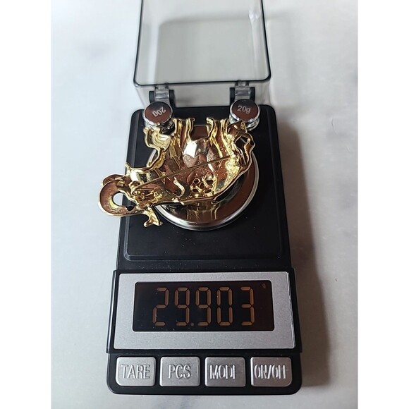 Elephant Shaped Black Enamel Rhinestone Eye Gold Tone Brooch Vintage - Picture 8 of 10